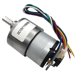 Small 12V DC Geared Motor with Hall Encoder Low-Speed 12 To 1590RPM Reversible And Adjustable Speed All Metal With Signal Output