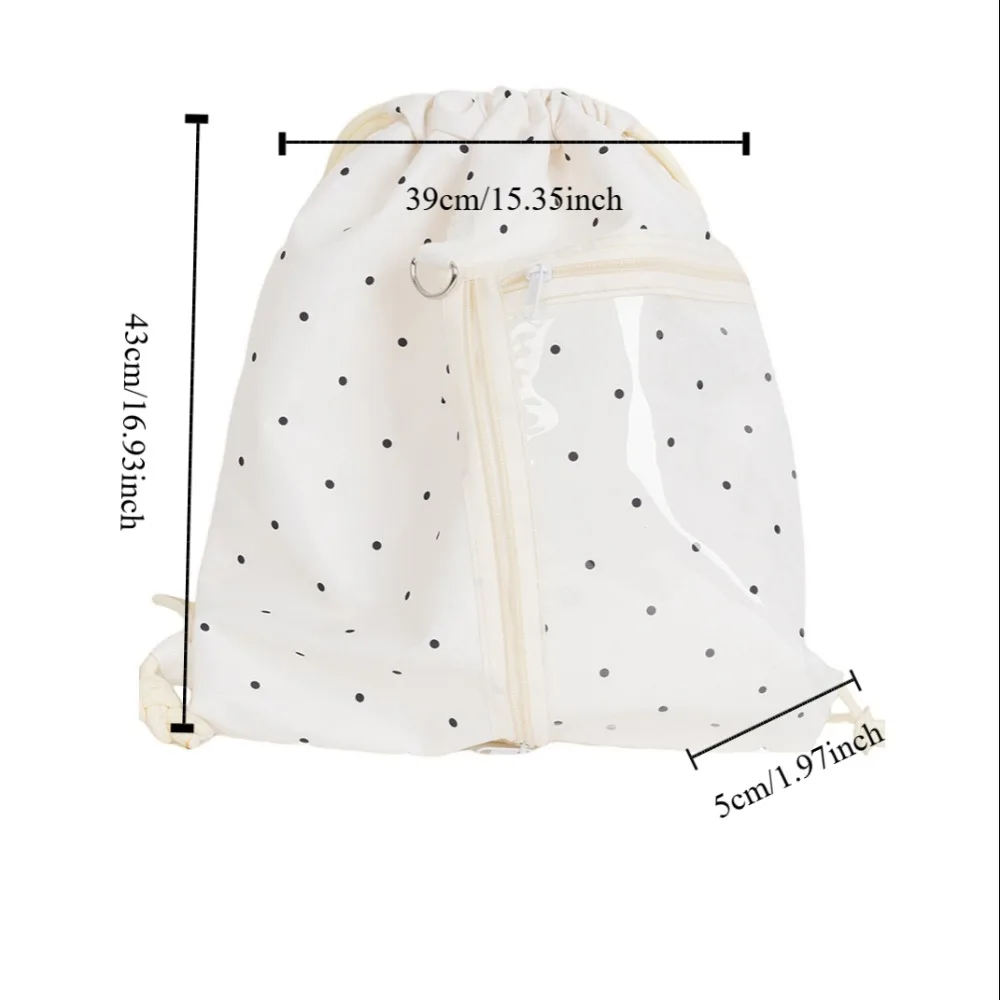 Korean Style Nylon Drawstring Backpack Lightweight Wave Point Light Soft Nylon Bag Harajuku Sweet Student Schoolbag Hiking