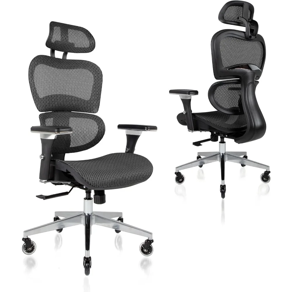 3D Lumbar Support and Blade Wheels Mesh Computer Chair Ergonomic Office Chair - Rolling Desk With 4D Adjustable Armrest Armchair