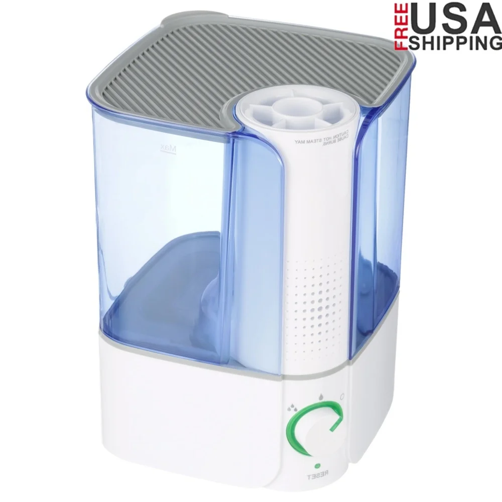 

Увлажнитель с теплым туманом, бесплатный фильтр, большая емкость, 1,3 галлона, верхняя заполнение, автоматическое отключение, лоток для эфирного масла, тихая работа, здоровье