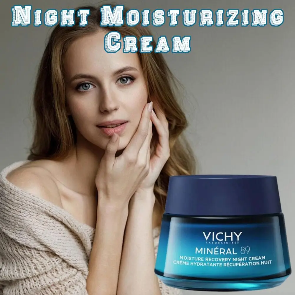 VICHY كريم مرطب ليلي حمض الهيالورونيك النقي ترطيب معدني إصلاح كريم ليلي كريم ترطيب ليلي العناية بالبشرة