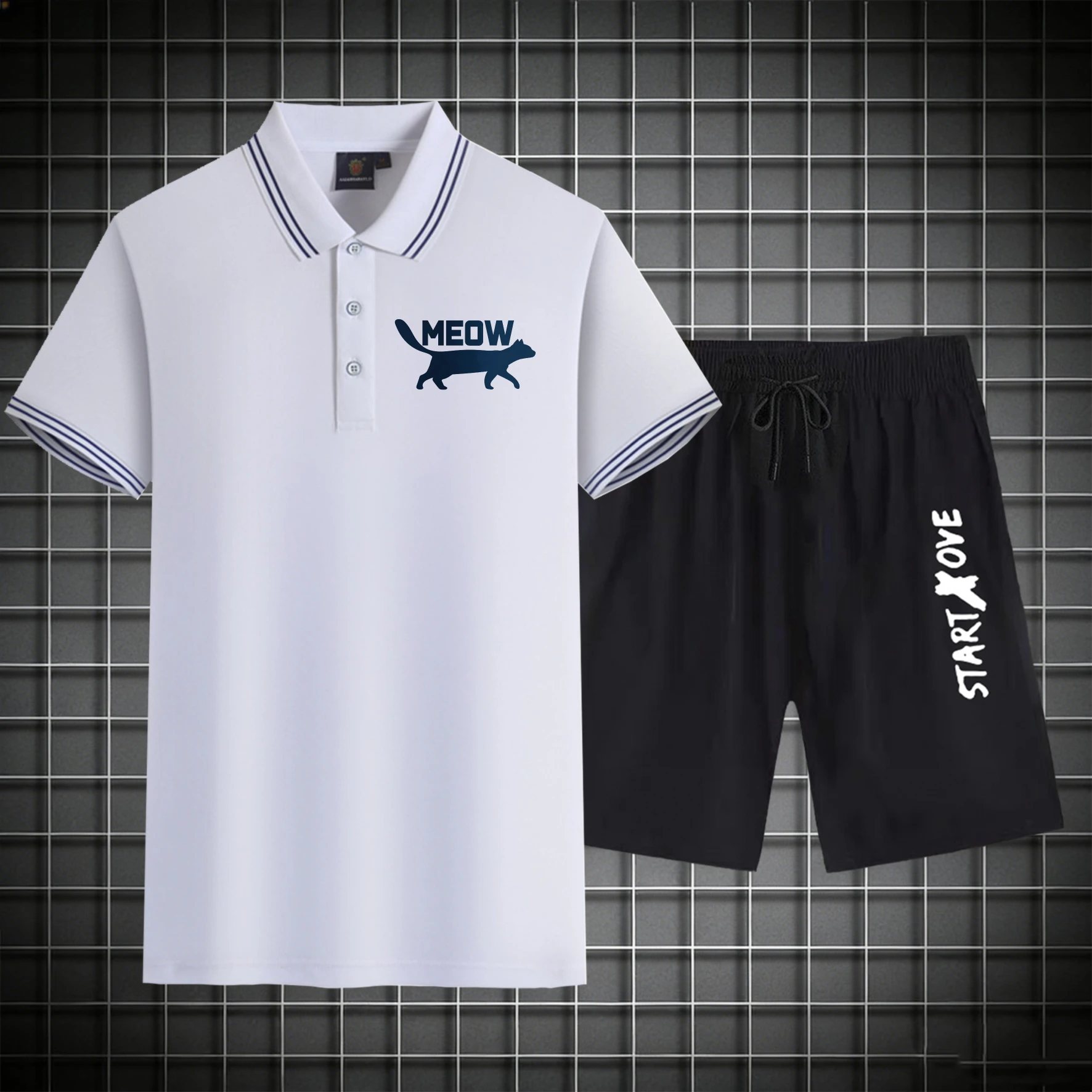 

men's Polos sets 2026 Summer Graphic drip clothing Sportswear 2 piece set Printed Short sleeve sweat suit men's suits Polyester