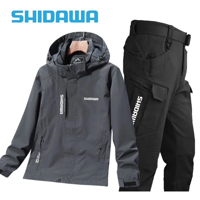 Outdoor Sports Breathable Climbing Clothes Men Spring Autumn Thin Fishing Suits Windproof Waterproof Hooded Jacket Cycling Pants