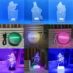 Genshin Impacto Anime 3D LED Night Light, Lâmpada, KAEDEHARA, KAZUHA, Banana, Peixe, Decoração do quarto, Base e placa de acrílico são vendidos separadamente