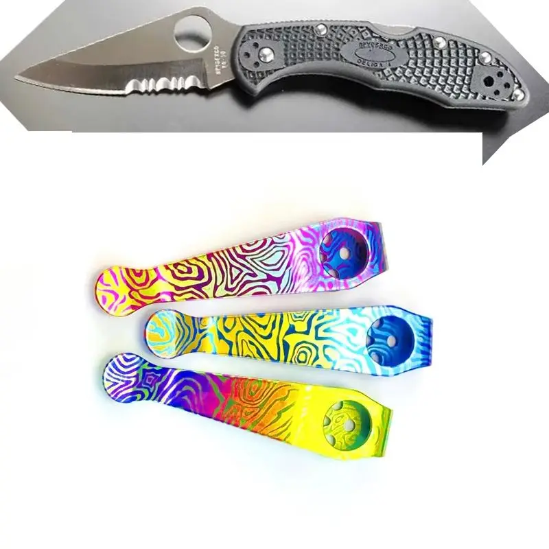 3 Colors Colorful Titanium Knife Pocket Clip for Spyderco C81 Paramilitary 2 Endura4 C10 Manix2 C11 Delica4 G10 Police Para3