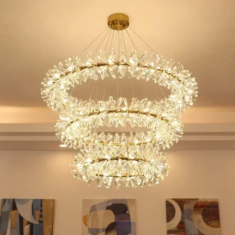 

New Crystal Flower Ceiling Chandelier Led Luxury Indoor Lighting Home Decoration for Living Room Bedroom Restaurant G4 Bulb