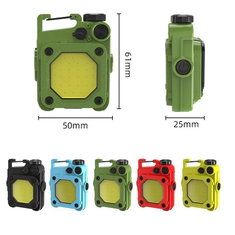 Mini Keychain LED Flashlight COB Floodlight 6 Lighting Modes USB Rechargeable Built -in Battery with Magnetic Work Camping Lamp