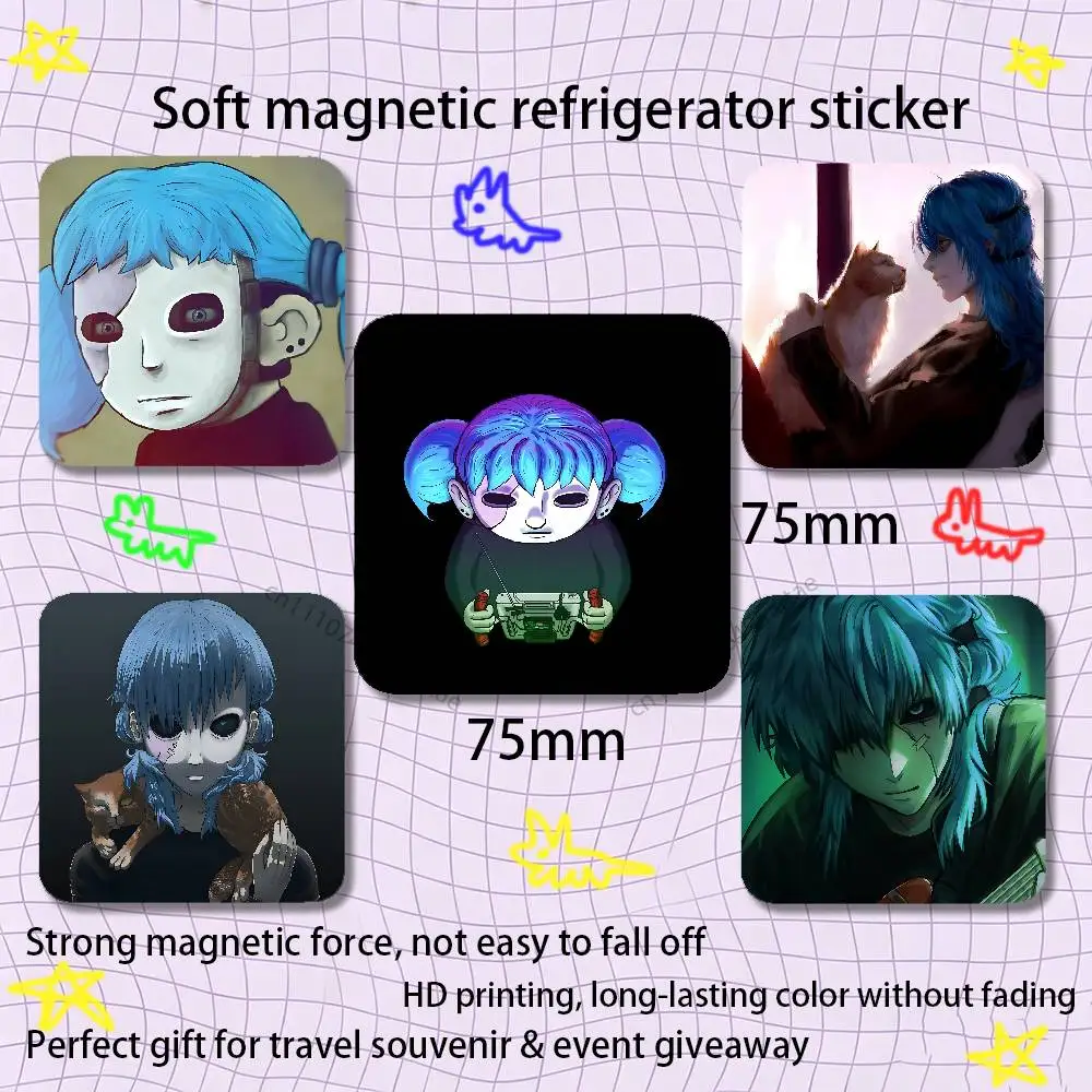 S-Sally Face Sal Fridge Magnet Personalized Magnetic Durable Plastic Square Picture Surface Fridge Magnets