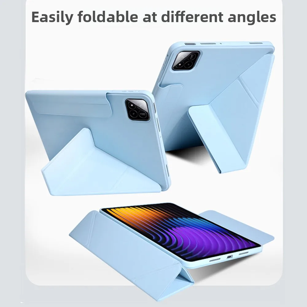 For Xiaomi Mi Pad 7 11.2 6S Pro 12.4 11 Mi Pad 8 Inch Pen Holder Tablet Case Soft Back Cover Multi Angle Stand Smart Case