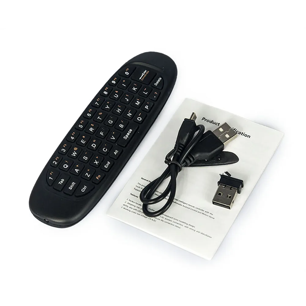 VONTAR  English VONTAR C120 air Mouse Rechargeable mini Wireless Keyboard for Android TV Box H96max X96max HK1 X88pro PC