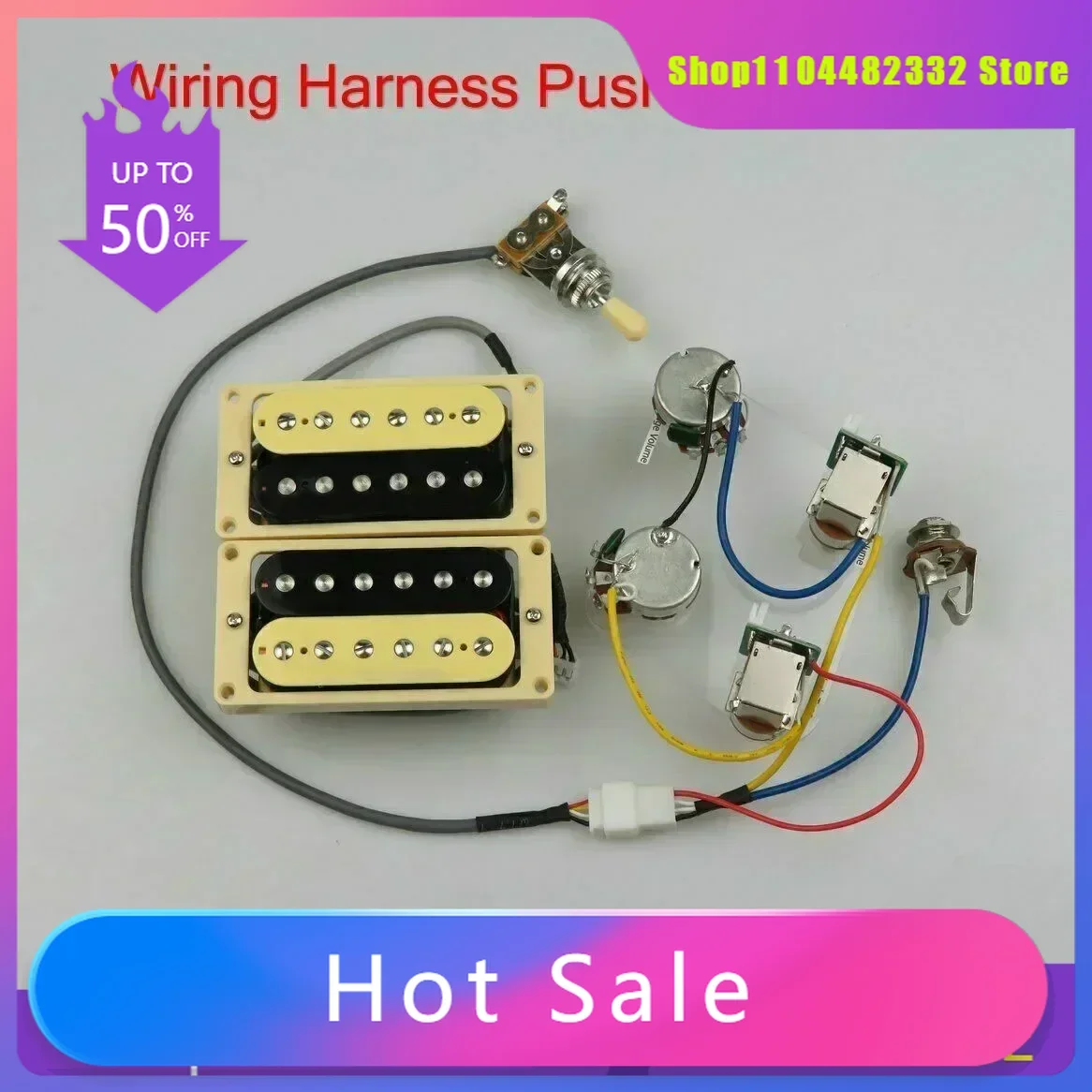 Hot Selling New Guitar Pickups Humbucker Electric Guitar Pickups 4C Zebra / Black Set With Wiring Harness