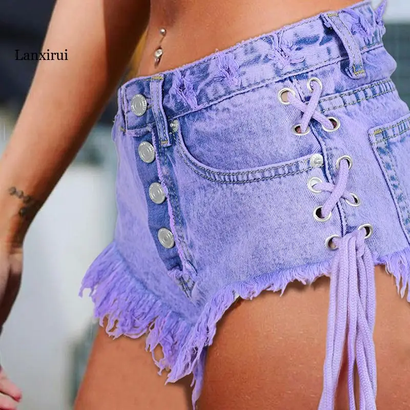 

Summer Jeans For Female High Waist Denim Shorts European and American Style Women Bottom Short With Tassel Brand Designer S671