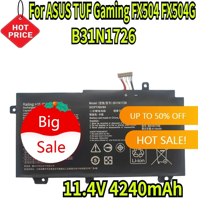

11.4V 4240mAh B31N1726 Battery for ASUS TUF Gaming FX504 FX504G FX504GD FX504GE FX504GM FX505 FX505DT FX505DV FX505GE FX80