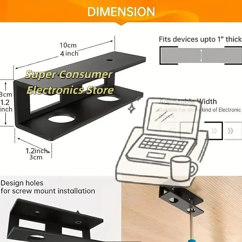 Under Desk Laptop Holder Adjustable Metal Mount Shelf for Keyboard Laptop Ergonomic Design for Office Home Working