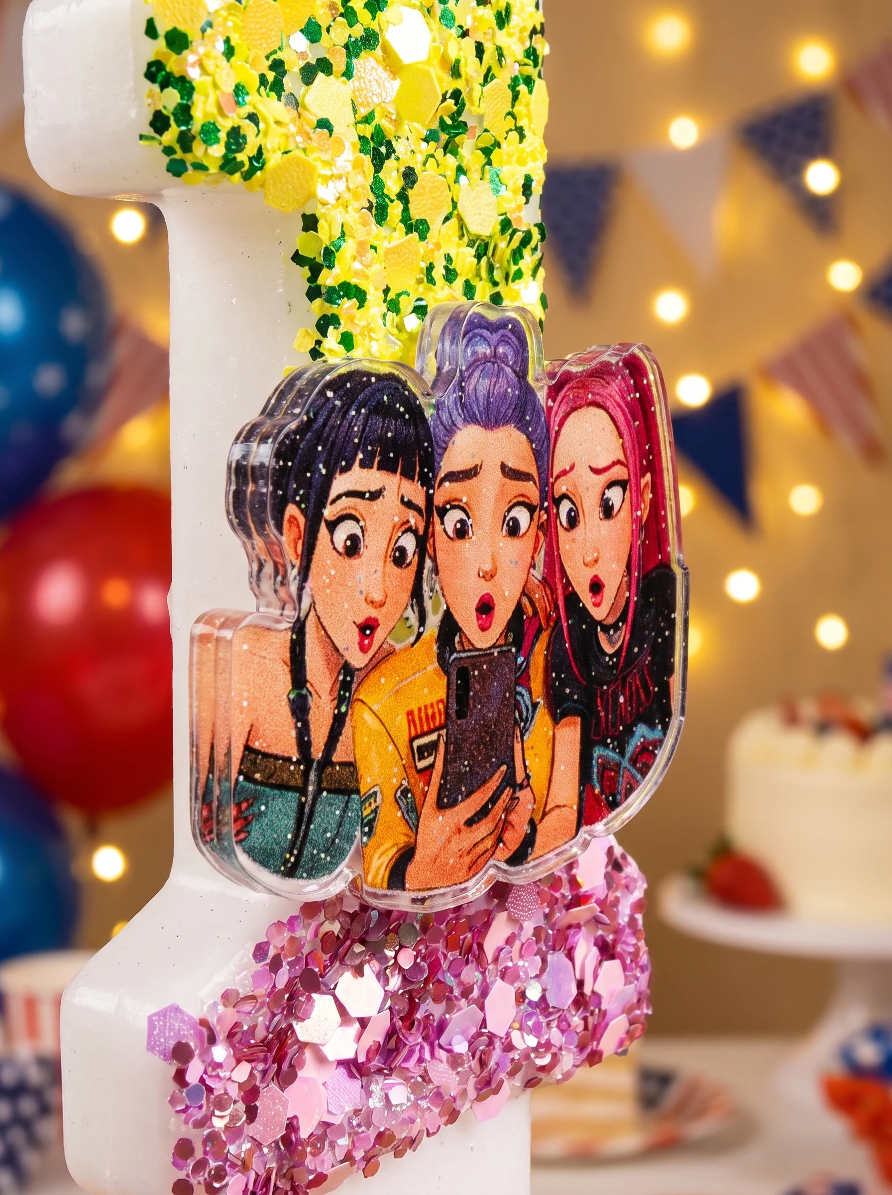KPOP Yellow-Green Trend Girl Group Digital Candles, Party Gifts, Festival Decorations, Birthday and Anniversary Candles
