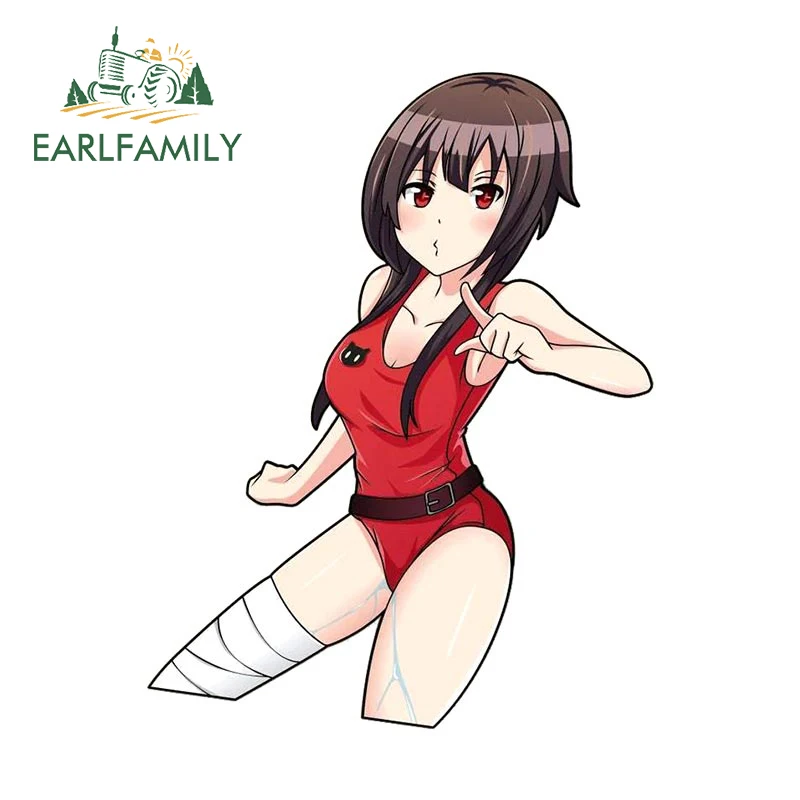 EARLFAMILY 13cm for Megumin Anime Car Sticker Creative Car Door Protector Decal Waterproof Windows Decor Personality Bumper Fun