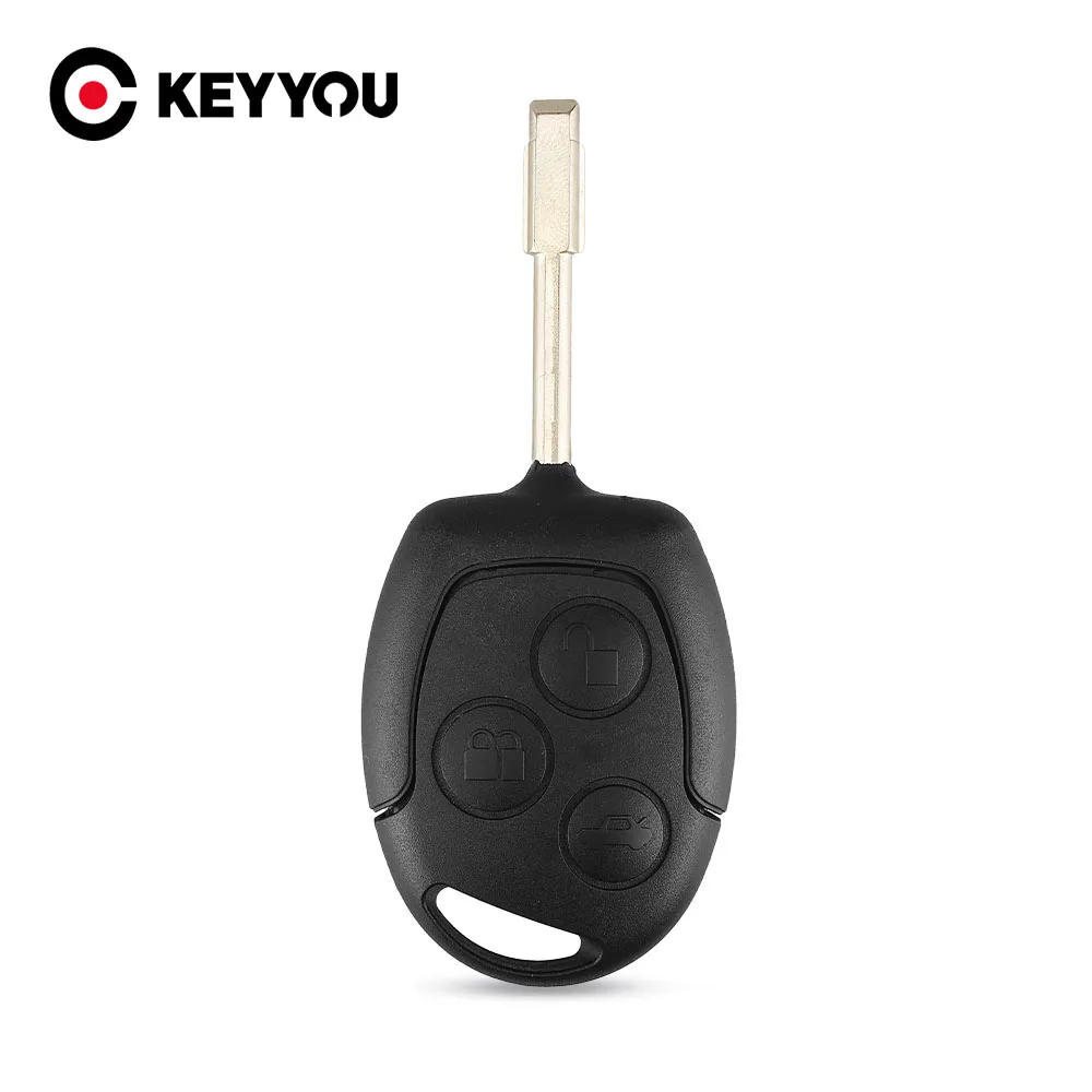 

KEYYOU 10X Remote Car Key Shell Case Fob Covers for Ford Focus Mondeo Festiva 3 Buttons Uncut Blade