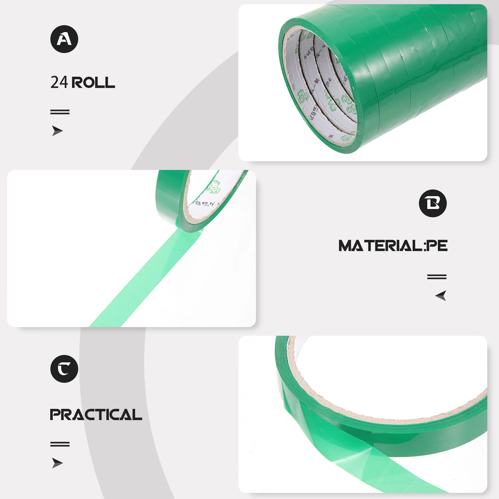 

24 Rolls Wrapping Bundle Vegetable Tape Clear Packing Sealer Green or Packaging