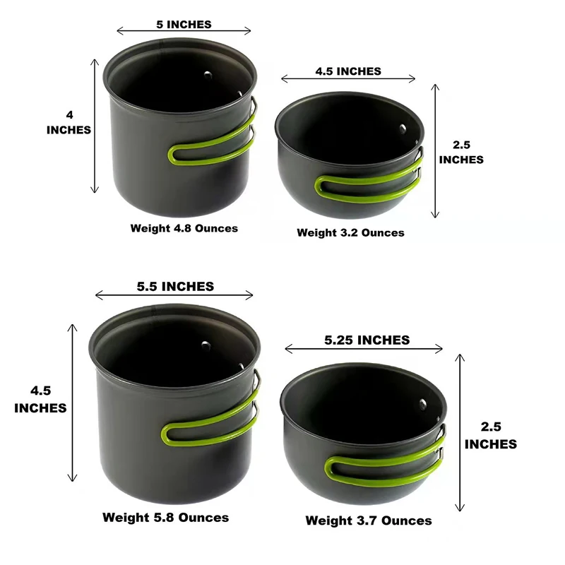 Imagem -03 - Camping Pot com Faca e Garfo Colher Mess Kit Compacto e Leve Peças de Qualidade Acampamento ao ar Livre Caminhadas Piquenique Pcs