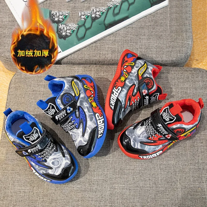 Marvel Kids Running Shoes Spider-Man Creative Boys Shoes Boys Soft Bottom imbottito scarpe Casual Cartoon Single Leather Sneakers