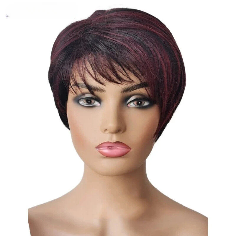 Perruque Synthétique Coupe Pixie Courte Droite, Cheveux Naturels, 03/Wear, pour Femme