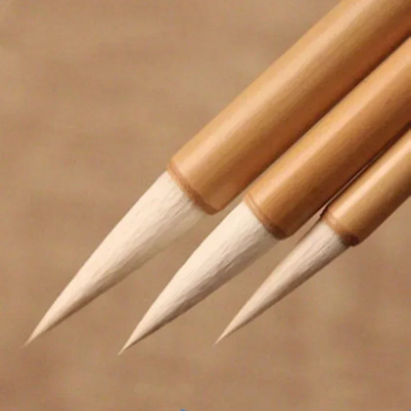 Chinese Calligraphy Brush, Chinese Painting Brush, Script Practice Brush, Weasel Hair, Woolen Hair, Slender, Gold Landscape