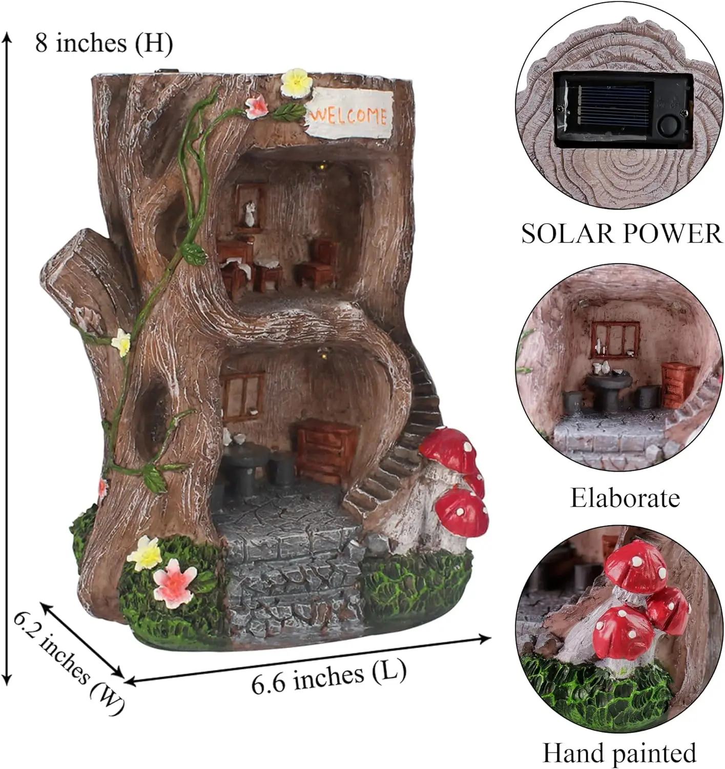 Imagem -06 - Solar Light Gnome para Jardim ao ar Livre Fairy Tree House Tamanho Grande Elf Edifícios em Miniatura Tree House Esculturas