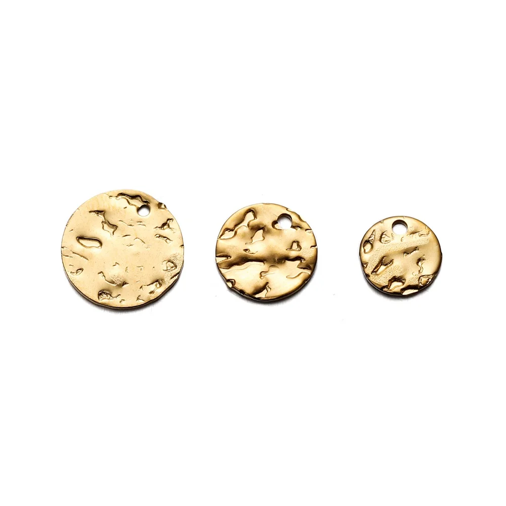 20-50pcs/lot Stainless Steel Round Wrinkle Charms Gold Color Pendant Accessories For DIY Necklace Bracelet Jewelry Making image 6