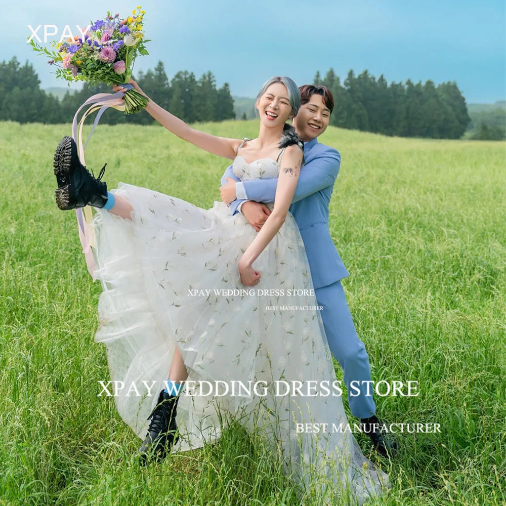 XPAY Sweetheart-vestido de novia de Corea con tirantes finos, traje de novia con Apliques de encaje, sesión de fotos, Espalda descubierta, personalizado, jardín