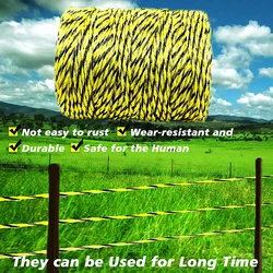 200M Roll Electric Fence Rope Polywire With Steel Poly Rope For Horse Animal Fencing Ultra Low Resistance Wire