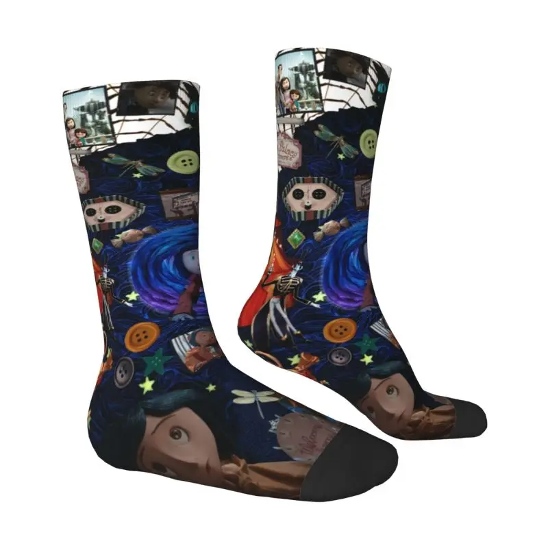 Horror Film Coraline Mens Crew Socks Unisex Cute Halloween Spring Summer Autumn Winter Dress Socks