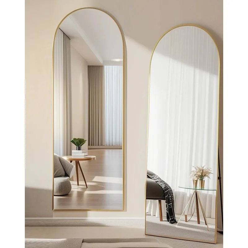 

58"x18" Arched Full Length Mirror, Floor Mirror with Stand, Freestanding,Wall Mounted Hanging or Leaning Arched-Top Full Body