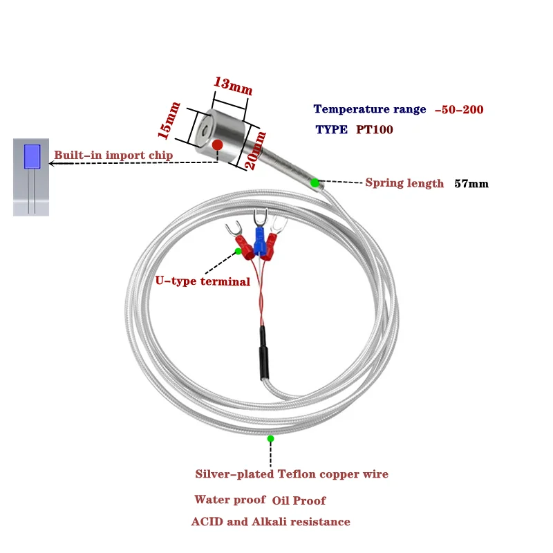 1m 2m 3m Magnetic Attraction Pt100 Temperature Probe K-type Adsorption Magnet Temperature Sensor Magnetic Thermocouple