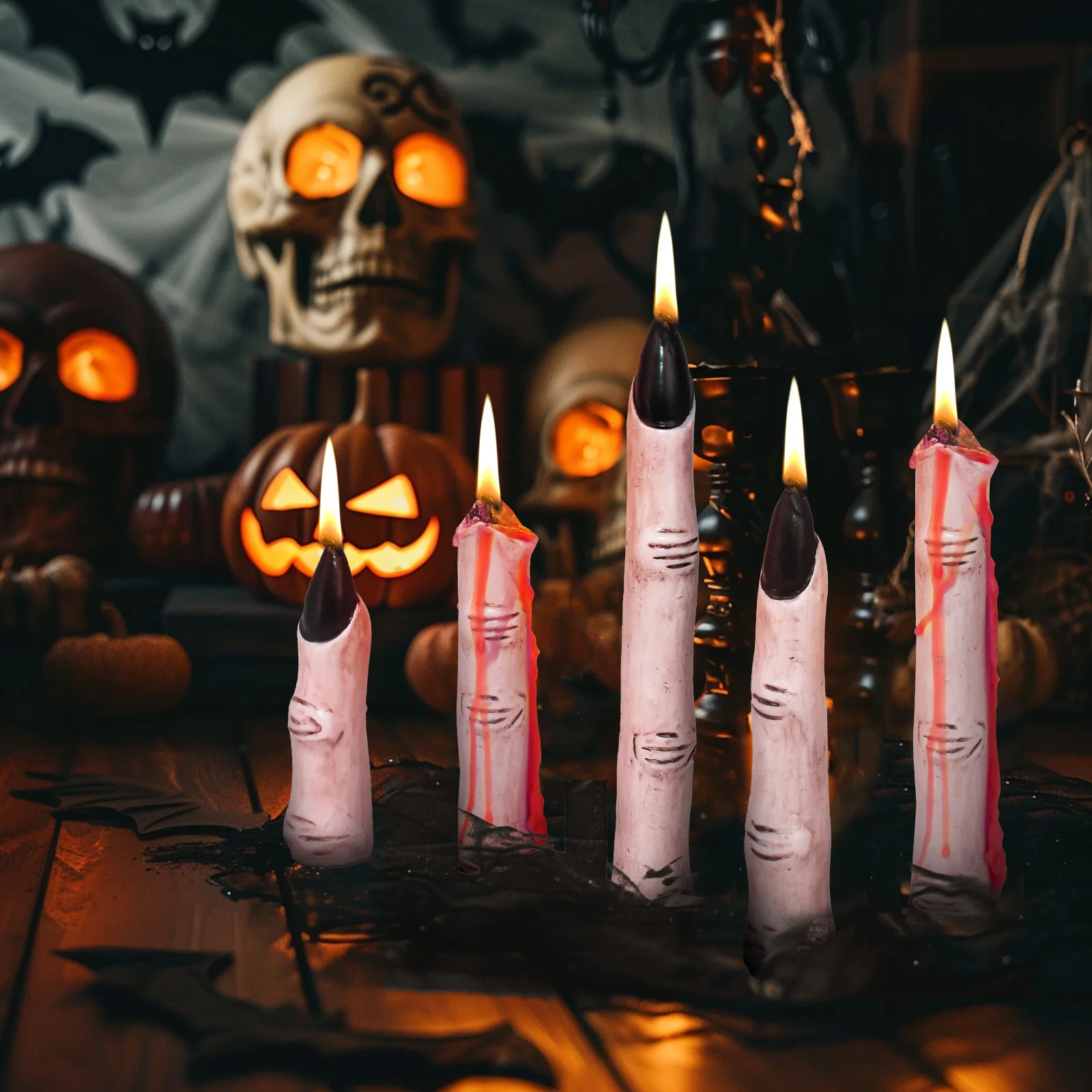 

Halloween Finger Candle Witch Finger Candle Creepy Bleeding Halloween Taper Candle Spooky Blood Drip Candle Set for Party Indoor
