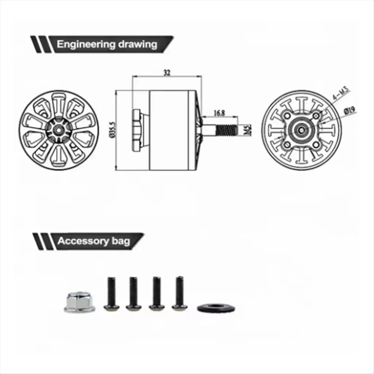 HowAA87 3115 Motor 400KV Model Aircraft 6S Long-Distance Racing Motor FPV Crossover Machine