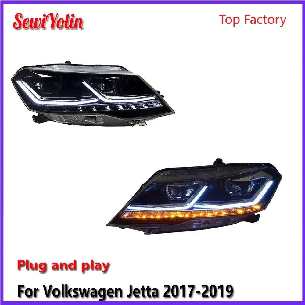 

Car LED Headlight Light Assemblies For Volkswagen Jetta 2017-2019 Auto Fog DRL Brake Turn Signal Lamp Plug And Play