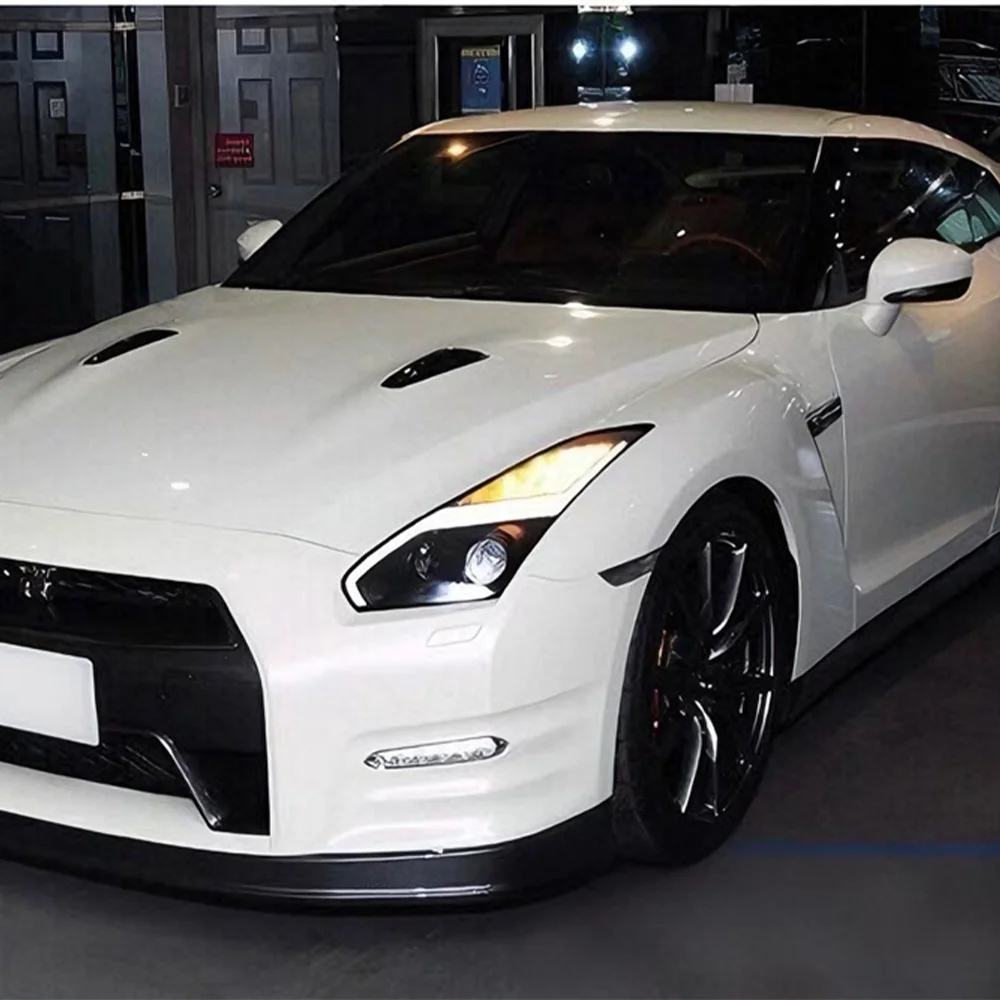 Pop 2pcs Head Lamp For Nissan GT-R LED Headlight 2007-2015 Headlights GTR R35 DRL Turn Signal High Beam Angel Eye Projector Lens