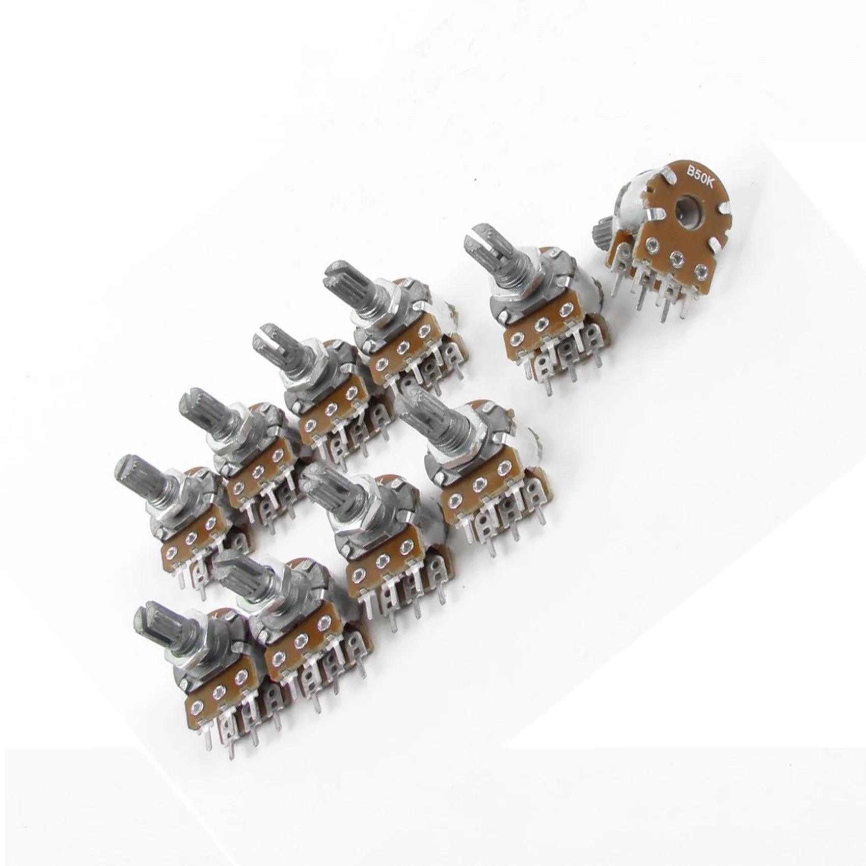 AS62 30PCS Top Adjustment Linear Dual Rändelwellenpotentiometer 50K Ohm B50K
