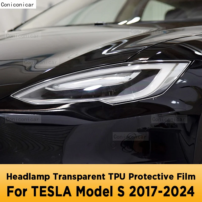 

Для TESLA Model S 2017-2024 внешняя фара автомобиля против царапин передняя лампа оттенок прозрачная защитная пленка из ТПУ наклейка