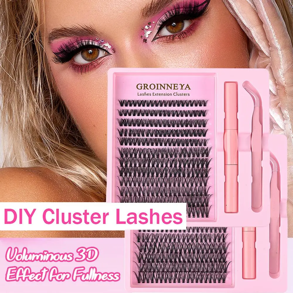DIY Wimpernverlängerungs-Set, Wimpern-Cluster, Wimpernkleber und -versiegelung, Make-up-Werkzeuge zum Aufkleben von Wimpern, Kleberzubehör