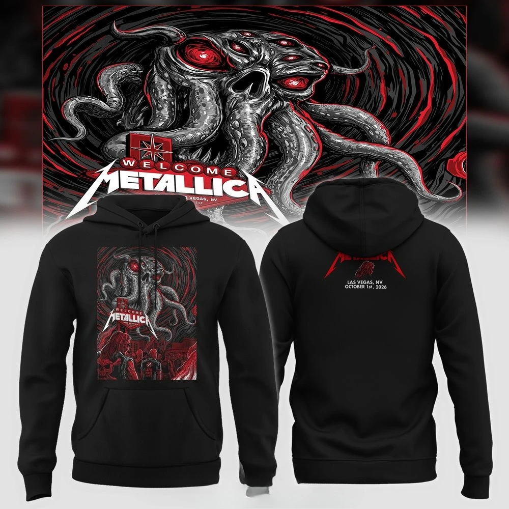 Metallica 2026 Las Vegas Hoodie Octopus Monster Front Back Print Unisex Pullover Hooded Sweatshirt Metal Rock Band Streetwear