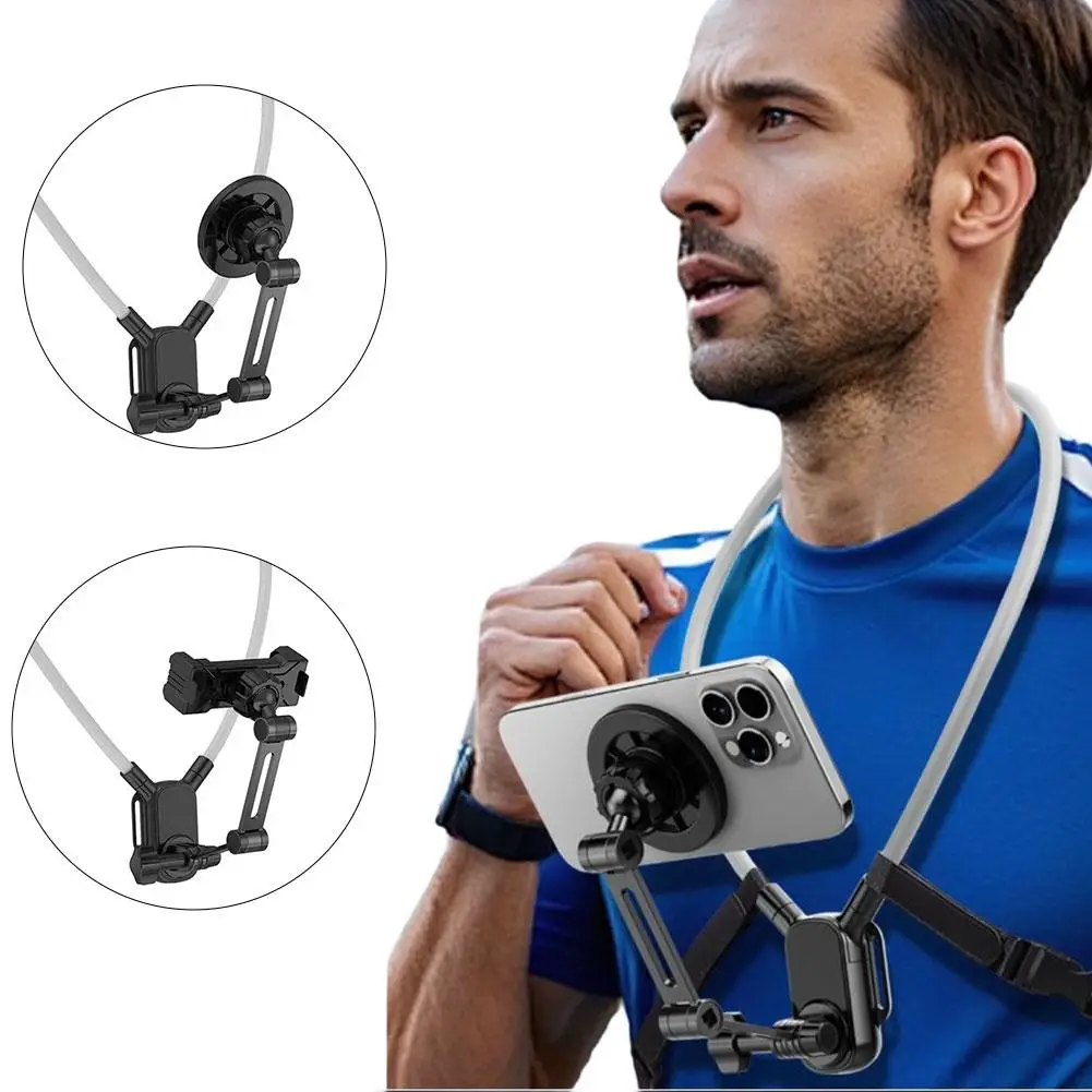 Suporte de telefone pendurado no pescoço portátil mãos-livres flexível ou suporte para primeira pessoa versão de tiro magnético clipe telefone perspectiva x0k0