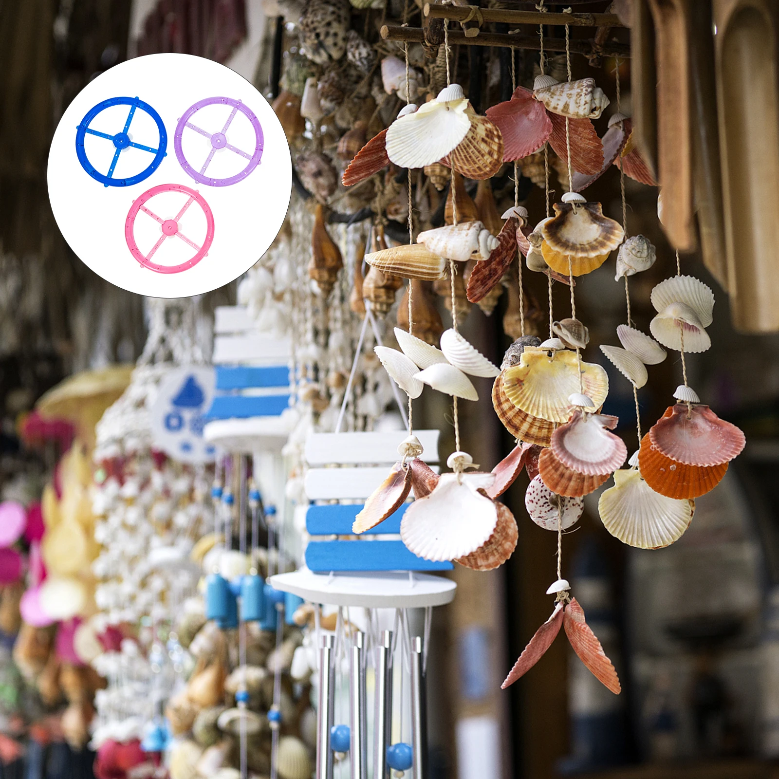 

3Pcs Wind Chime Caps Essential DIY Making Rings with PP Strength for Wind Chime Crafting Supplies Kids Adult Fun