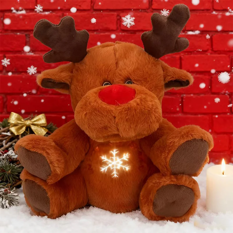 28 سنتيمتر تضيء إِلْكَة عيد الميلاد وسائد فخمة دمى الحيوان يضيء لعب هدايا للأطفال المفضلة السنة الجديدة ديكور عيد الميلاد احتفالي