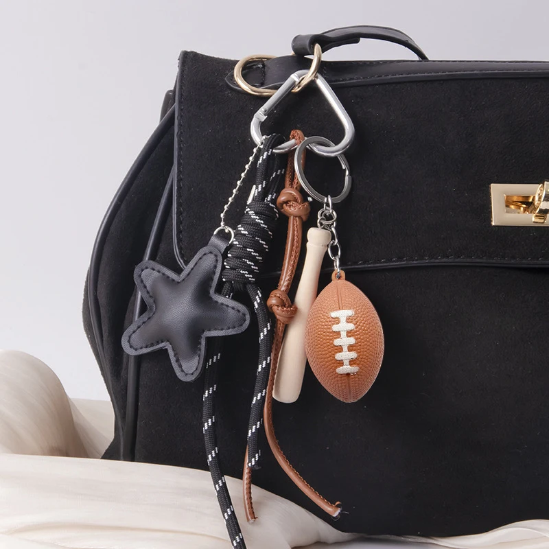 Unisex Bag Pendants New Leather Pentagram Baseball Accessories High-quality Keychains Bag Charms Trendy Funny Versatile Bag