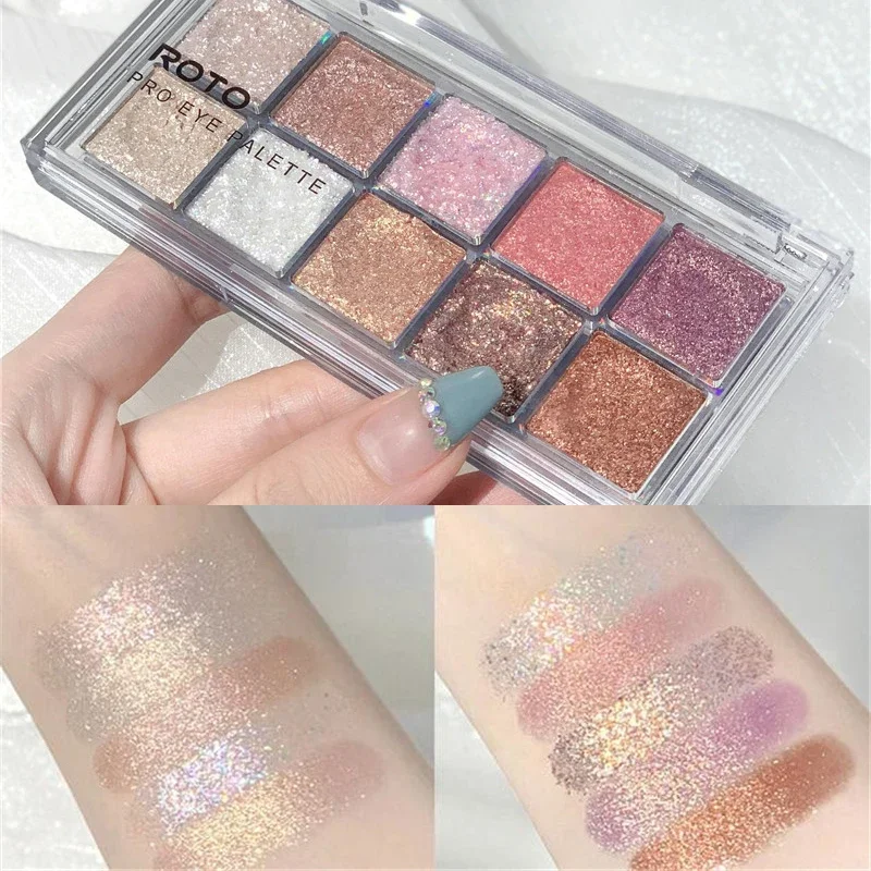 Acrylic Matte Glitter 10-color Eyeshadow Palette Lasting Shimmer Shine Eye Shadow Makeup Palette Nude Smokey Eye Pigments