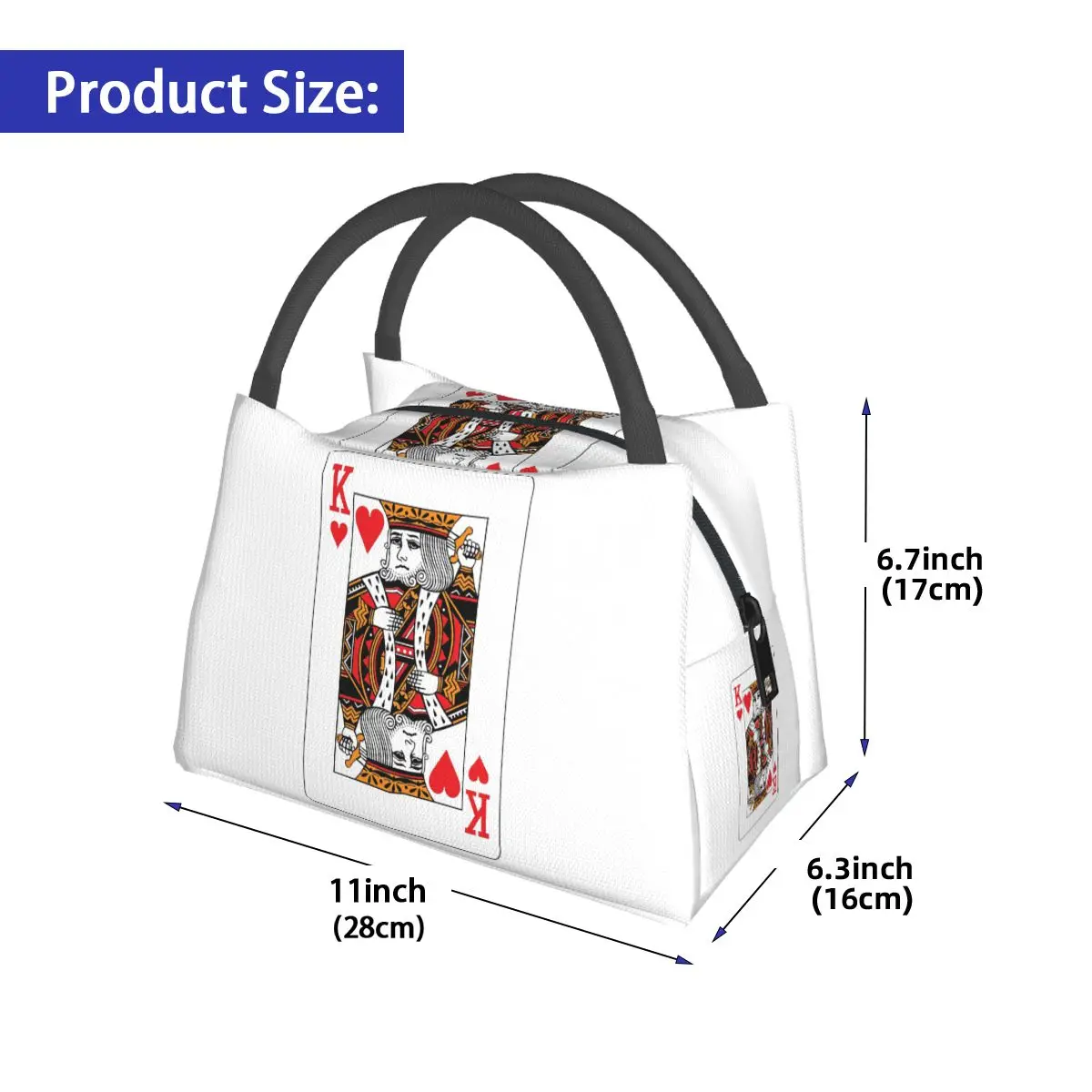 King Of Hearts Poker Playing Card Insulated Lunch Bag for Women Children Leakproof Food Boxes Thermal Lunch Box Tote