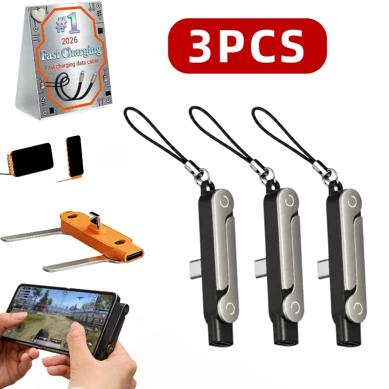 240W Ladekabelhalterung mit unsichtbarer Unterstützung, faltbarer Telefonhalter, USB Typ C Flachladegerät, Ladekabel, C-Kick-Kabelständer