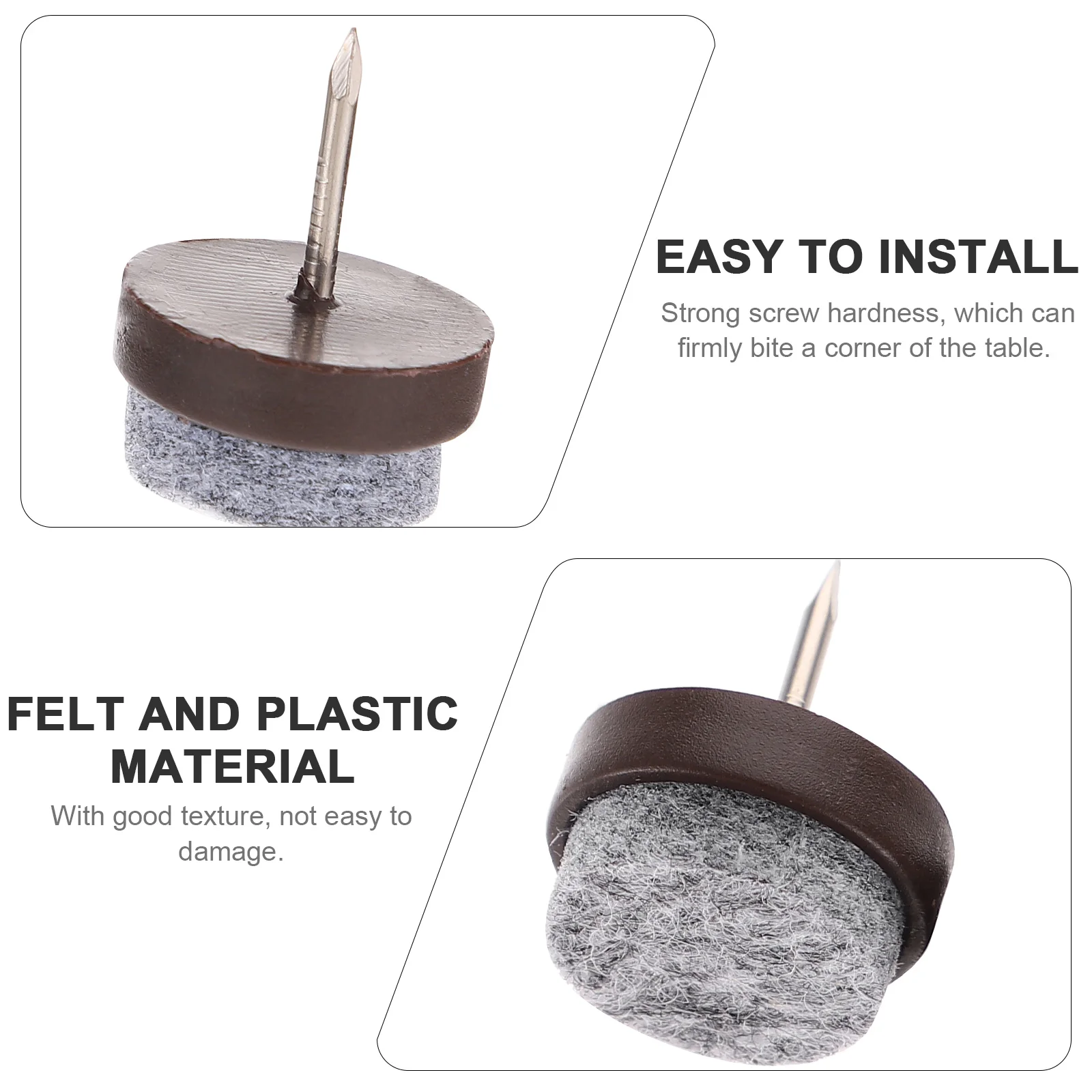 60 ชิ้นพื้นพรมเฟอร์นิเจอร์ Felt ฟุตรอบ Pad แผ่นกันลื่นเก้าอี้สกรูสีน้ําตาล Glides เล็บ