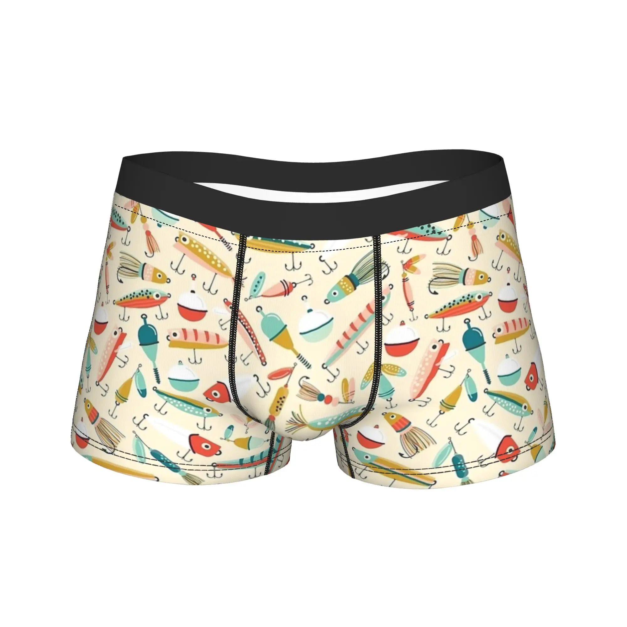 Fish Bait Shorts Briefs Colorful Printed Fish Fishing Pattern Underwear Quality Males Breathable Boxer Shorts Oversize Panties
